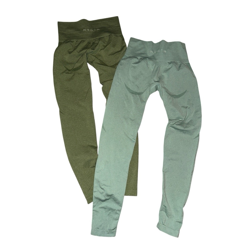 NVGTN‎ Seamless Contour Lot Of 2 Dark Light Green Leggings Small